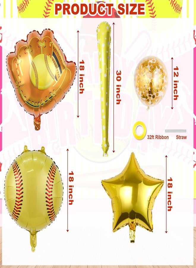 HEPAPATE Softball Party Balloons,12pcs Softball Glove Foil Balloons,Bat Balloon confetti balloon for Sports Theme Supplies Gender Reveal Baby Shower Decoration,Boys Girls Birthdays Party Supplies - Image 3